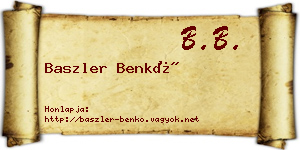Baszler Benkő névjegykártya